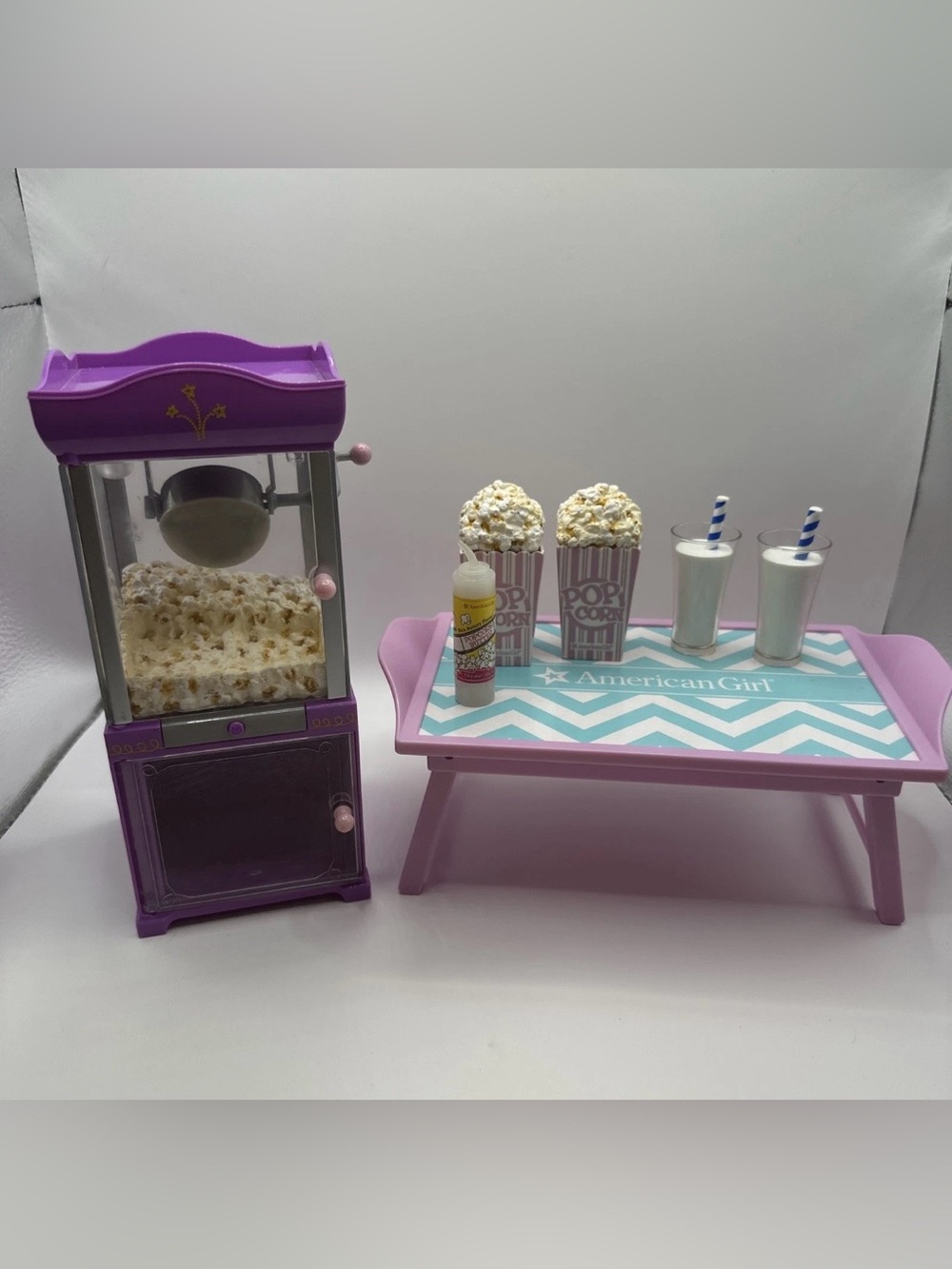 American Girl Doll Food Movie Popcorn Machine Incomplete Set Works & Dinner Tray - Picture 2 of 12